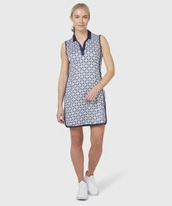 Callaway Ladies Geo Printed S/L Golf Polo Dress CGDKC014 -Mid Layers Store Sale CGDKC014 410 01 scaled 1