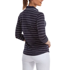 FootJoy Ladies 3/4 Sleeve Pinstripe Pique Golf Polo Shirt 88460 7 FootJoy Ladies 3/4 Sleeve Pinstripe Pique Golf Polo Shirt 88460 -Mid Layers Store Sale FJ 88460 03