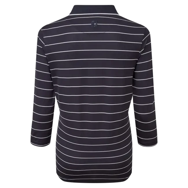 FootJoy Ladies 3/4 Sleeve Pinstripe Pique Golf Polo Shirt 88460 5 FootJoy Ladies 3/4 Sleeve Pinstripe Pique Golf Polo Shirt 88460 - Image 5