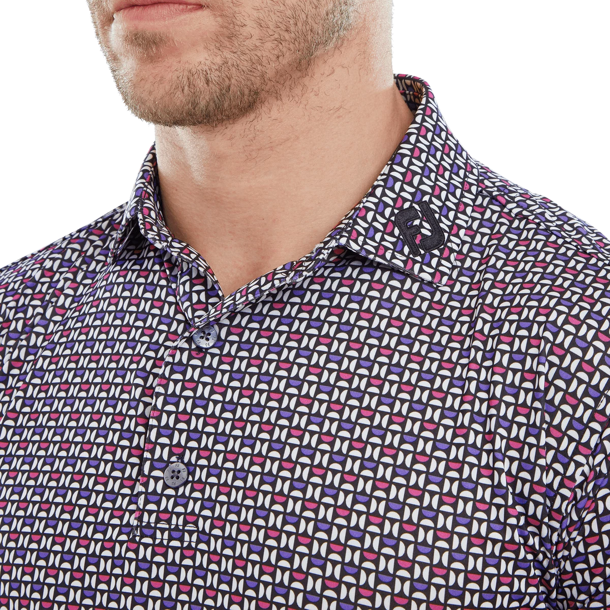 FootJoy Half Moon Geo Print Golf Polo Shirt 80012 5 FootJoy Half Moon Geo Print Golf Polo Shirt 80012 - Image 5