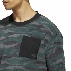 Adidas Texture Print Crew Neck Golf Pullover HF6523 8 Adidas Texture Print Crew Neck Golf Pullover HF6523 -Mid Layers Store Sale HF6523 8 APPAREL OnModel DetailView1 white