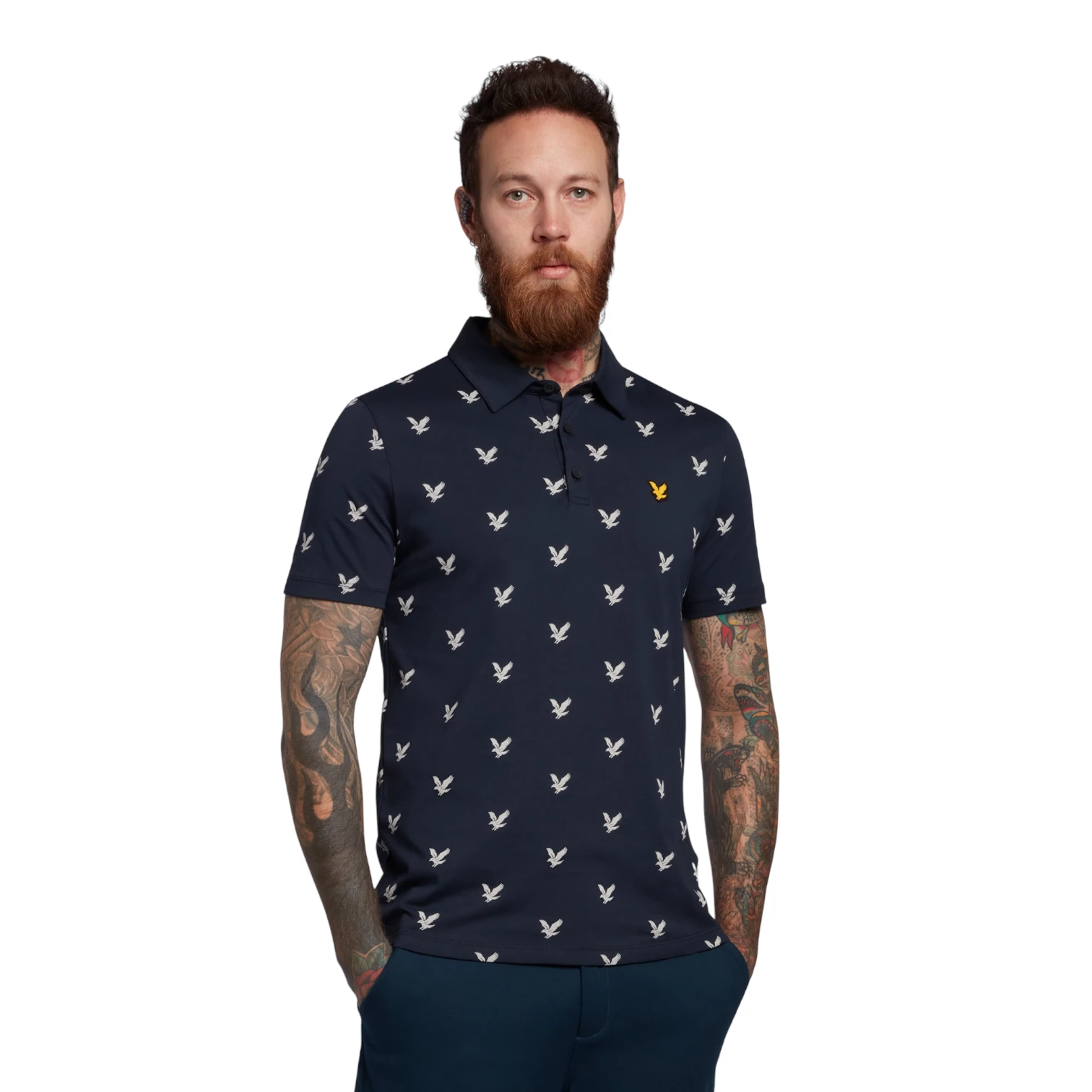 Lyle & Scott Eagle Print Polo Shirt SP1563 1 Lyle & Scott Eagle Print Polo Shirt SP1563